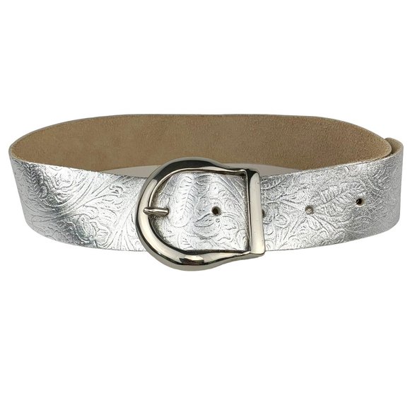 Stamped vintage contour wide leather saddle cinch buckle statement belt - S/M - Picture 8 of 12